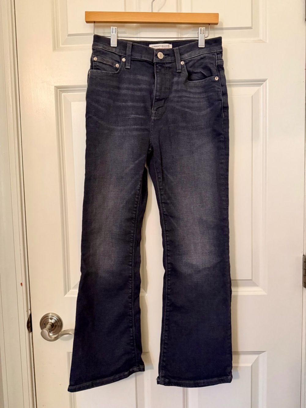 Current/Elliott Women's Boot Cut Jeans in Washed Black